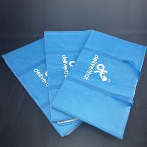 Lot of 3 DeliverThat Insulated Food Delivery Bag Blue Zipper Catering Tote New